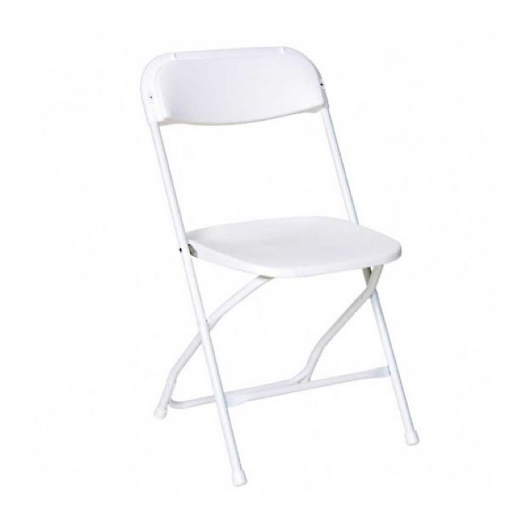 White plastic folding chair from the current CFER rental catalog